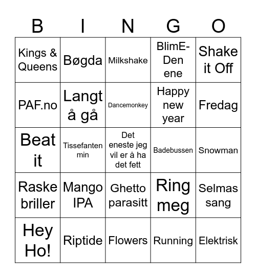 Happy New Year! Bingo Card