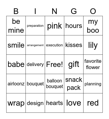 Floral Valentine's Day Bingo Card