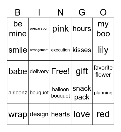 Floral Valentine's Day Bingo Card