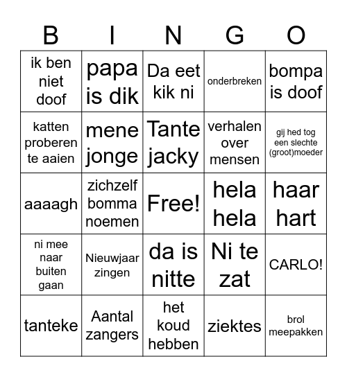 bomma bingo Card