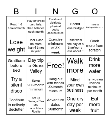 2024 Plans Bingo Card