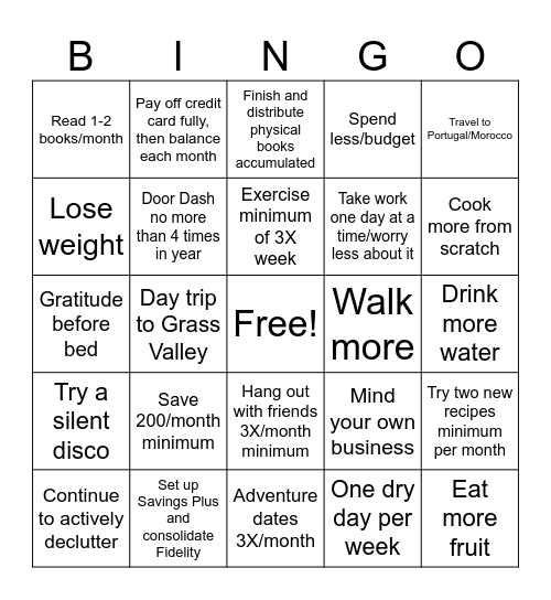 2024 Plans Bingo Card