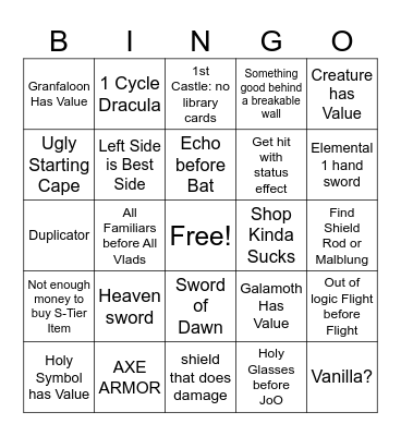 SotN Randomizer Bingo Card