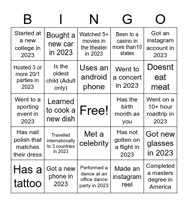 20/1 Find Someone Bingo Card