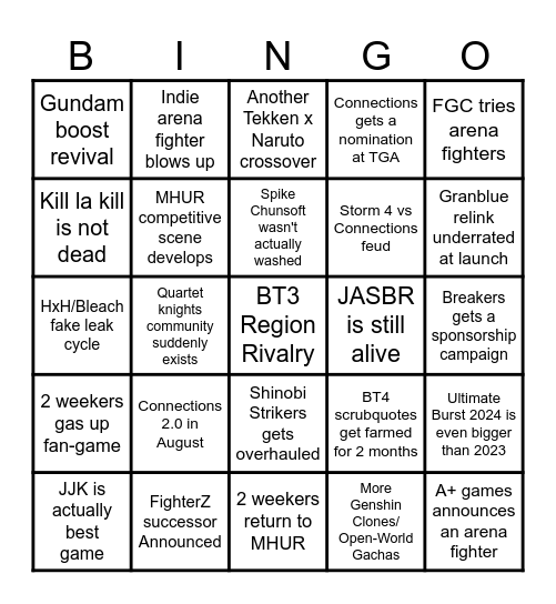 2024 in Shonen Games Bingo Card