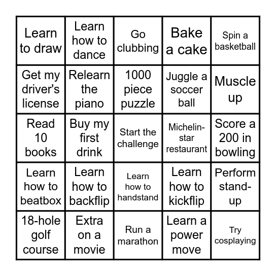 Project 24 Bingo Card