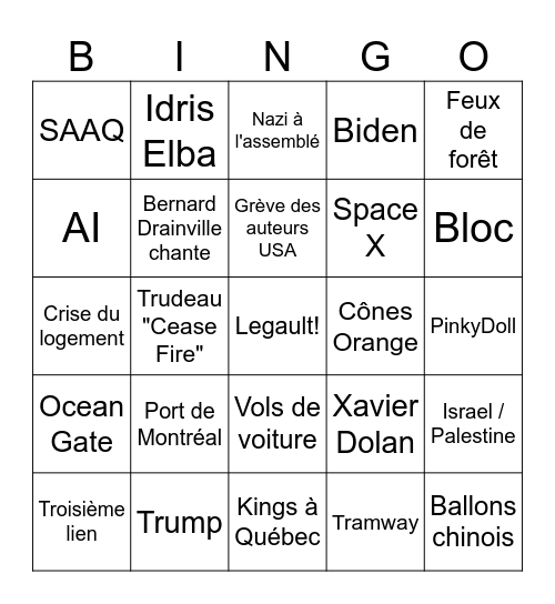 2023 Bingo Card