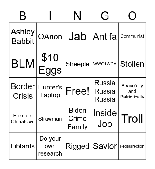 Things MAGA Trolls Reply With Bingo Card