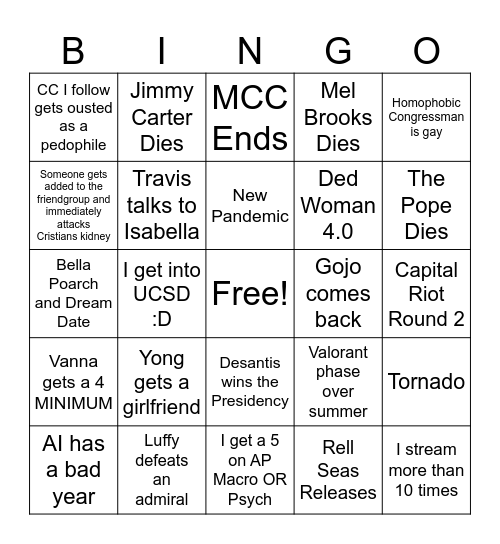 2024 Bingo Card