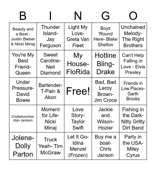 Sid & Josh's Life in Music (So Far)! Bingo Card