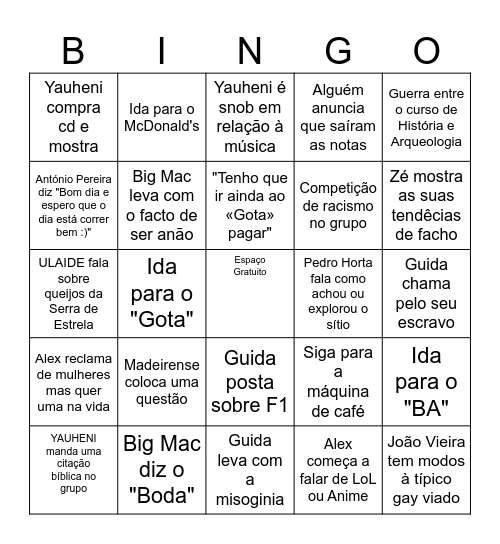 Uni Bingo Card