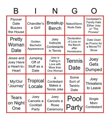 Joey Bingo Card