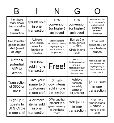 JANUARY FASHION BINGO Card