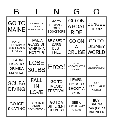 MORGAN'S 2024 BUCKET LIST BINGO Card
