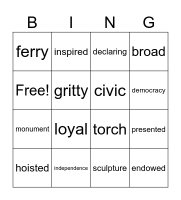 Module 3 Vocabulary Bingo Card