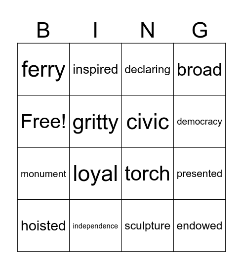 Module 3 Vocabulary Bingo Card