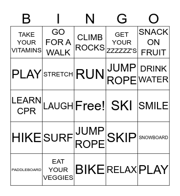 Health & Safety Bingo Card