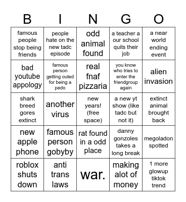 2024 predictions! Bingo Card