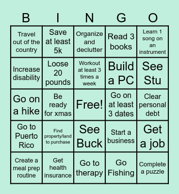 2024 Goals Bingo Card