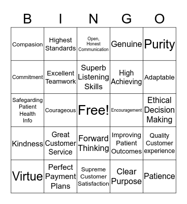 St Pats Excellent Stewardship Bingo Card