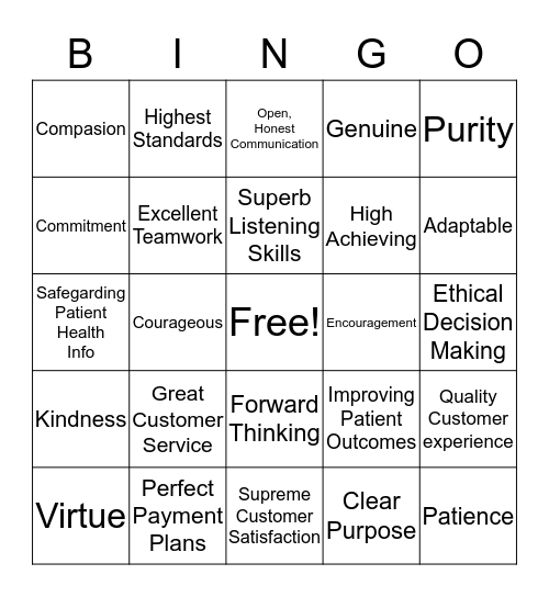 St Pats Excellent Stewardship Bingo Card