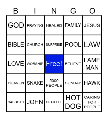 Pastor Tom's Sermon Bingo - Cross off each word as you hear it said in today's sermon. Turn it in to Ms. Cayley for a prize at the Noon Years Eve Party after this service! Bingo Card