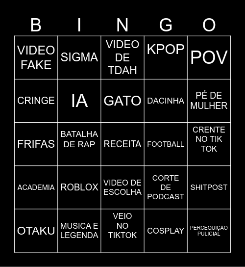 KIT COPO Bingo Card