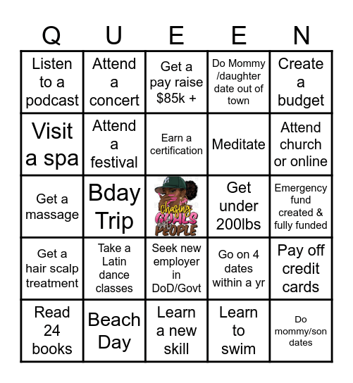 2024 QUEEN GOALS Bingo Card