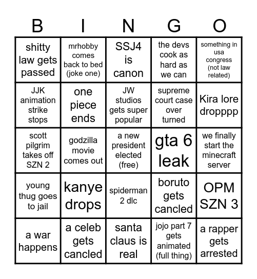 2024 bingo cards (only for JW staff) Bingo Card