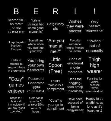 MOUSE'S BOTTOM BINGO Card