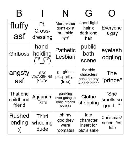 Yuri Bingo Card