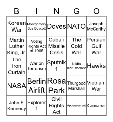 Standing Firm Bingo Card