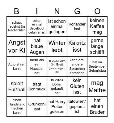 Silvester Bingo Card