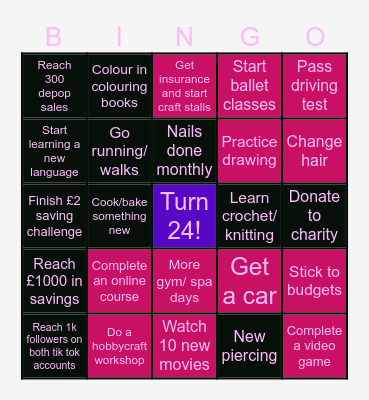 2024 Goals ⭐️ Bingo Card