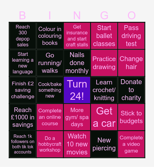 2024 Goals ⭐️ Bingo Card