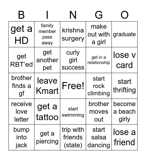 Ashley 2024 Bingo Card