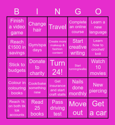 2024 Goals ⭐️ Bingo Card