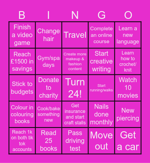 2024 Goals ⭐️ Bingo Card