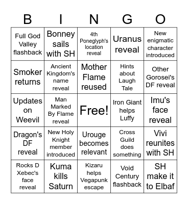One Piece 2024 Bingo Card