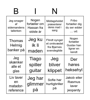 Nytår 2023 Bingo Card