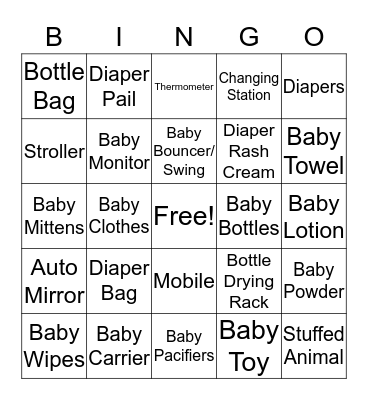 Baby Keaton Bingo Card