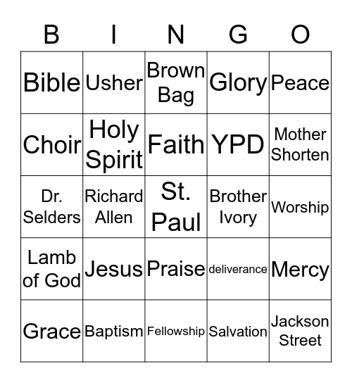 St. Paul Bingo Card