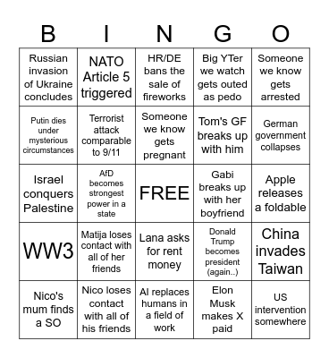Matico 2024 Bingo Card