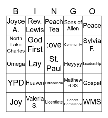 St. Paul Bingo Card