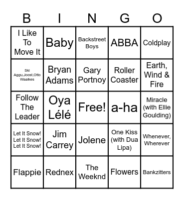 New Year's Eve Swingo Bingo Card