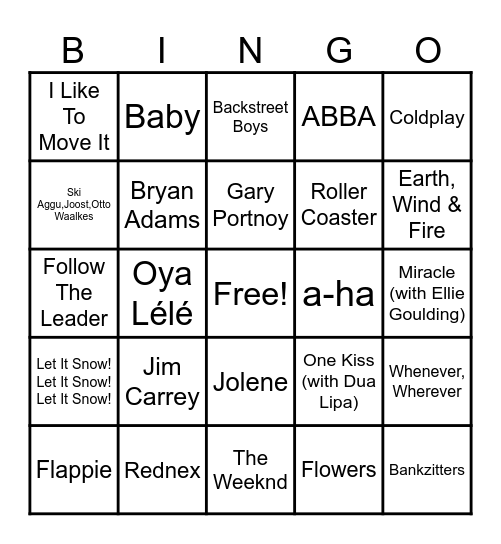 New Year's Eve Swingo Bingo Card