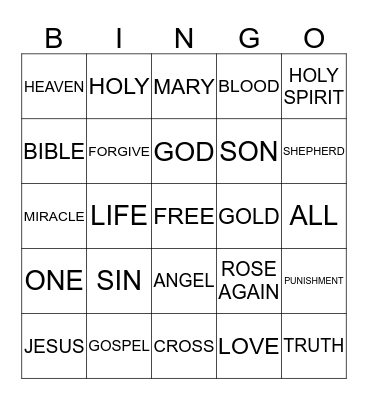 Gospel Bingo Card