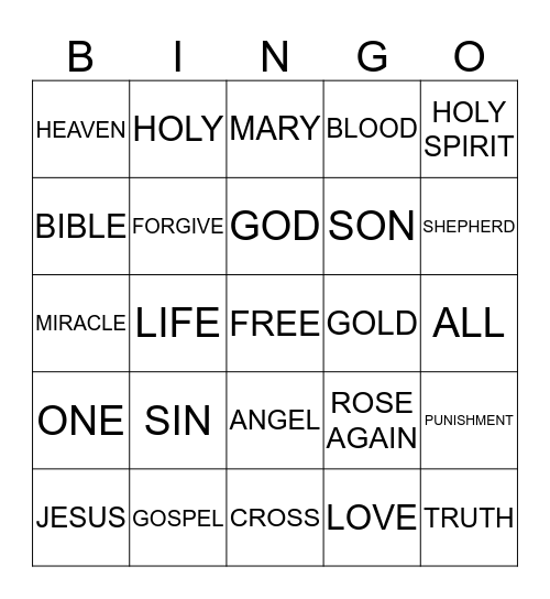 Gospel Bingo Card
