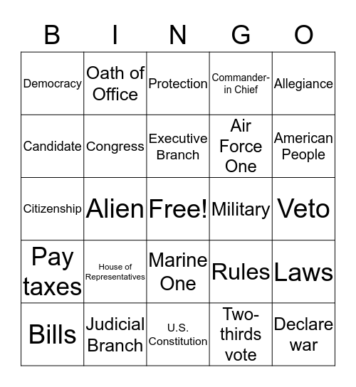 American History Bingo Card