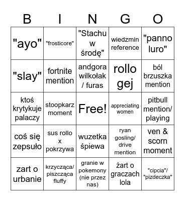 Staszexer Bingo Card